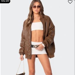 Edikted Brown Faux Leather Jacket size small